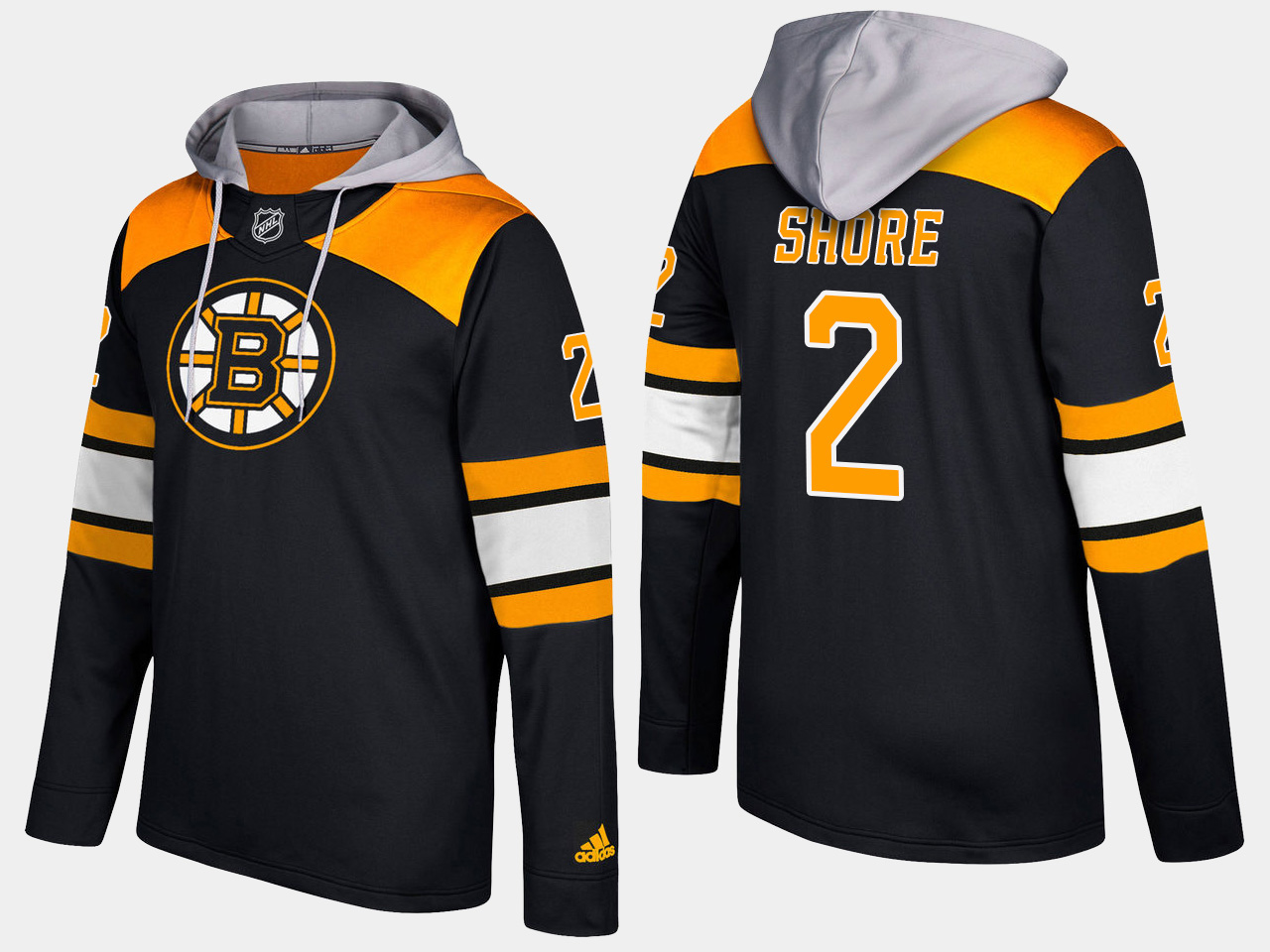 Men NHL Boston bruins retired 2 eddie shore black hoodie